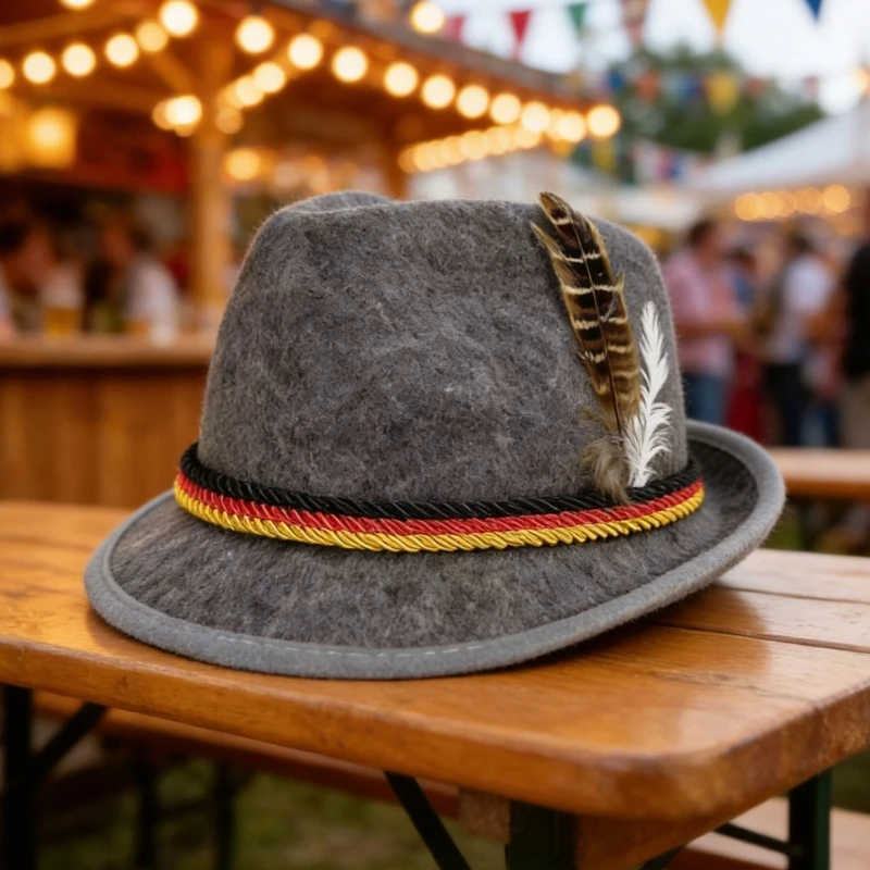Adult Fedoras Party Hat with Short Brims, Costume Headwear for Oktoberfest Dressingup and Stage Styling, Music Festival Y08E