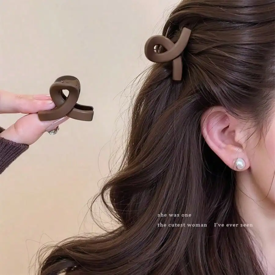 

1PC Maillard Brown Hair Clip for Women 3D Knot Acrylic Hairpin Minimalist Elegant Daily Office Hair Accessory