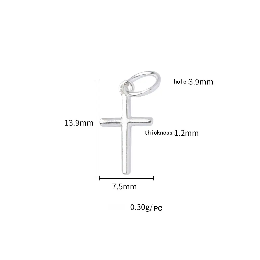 1PC 925 Sterling Silver Cross Charm Pendant for DIY Fine Jewelry Finding