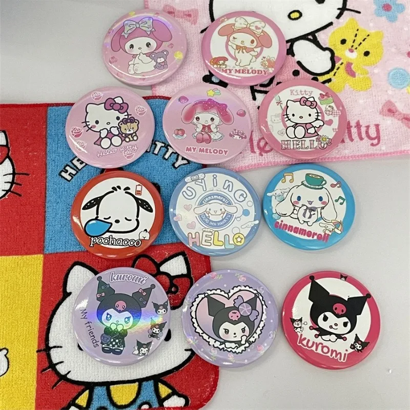 

58mm Sanrio Hello Kitty Brooch Anime Figure Kawaii Cartoon PVC Pin Q Figural Anime Merchandise Clothing Decoration Children Gift