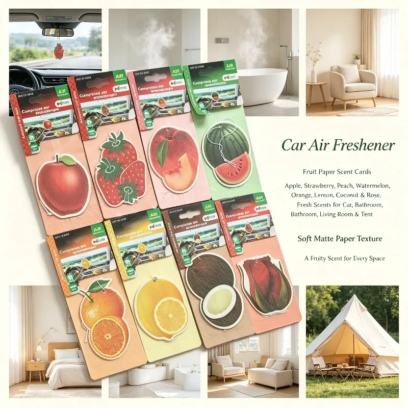 Fruit Shaped Car Air Freshener 8 Styles Hanging Paper Scent Cards Fresh Fruity Fragrance For Car Home Decoration