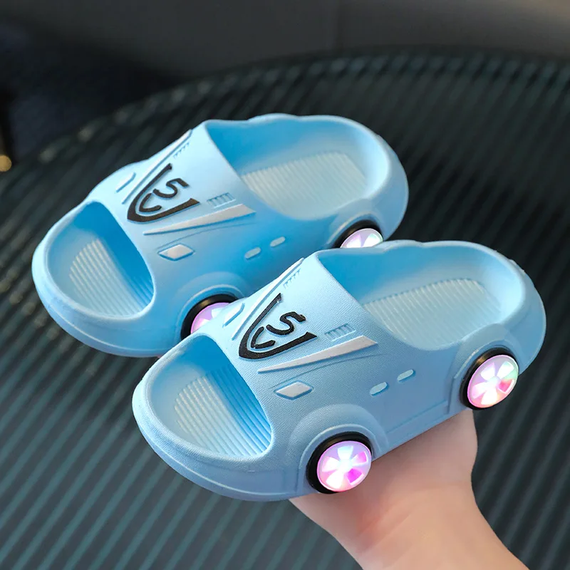 

Children's slippers summer home anti slip indoor handsome cartoon luminous car children's baby cool slippers