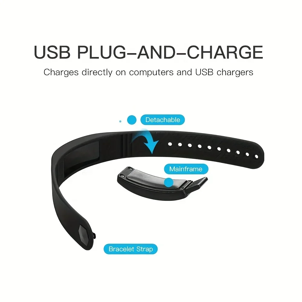 Tracker Bracelet - Versatile, with Vibration Alarm, Pedometer, Calorie Monitor, Days Battery Life