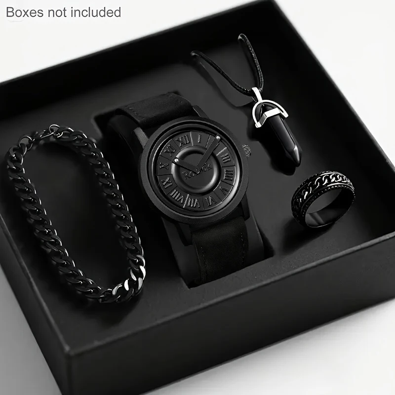 4pc/set men's fashion watches and accessories, business fashion watches, perfect for daily commuting, perfect gift for friends