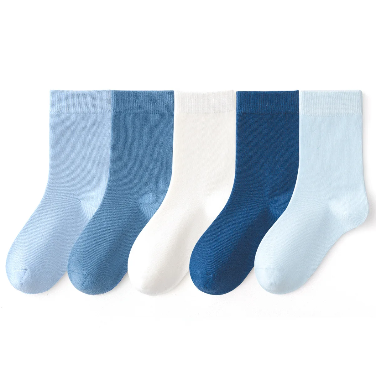 5 / 10 Pairs Cotton Boys Socks Kids Solid Color Comfortable Breathable Socks Spring Autumn Student Sport Blue Mid Stockings