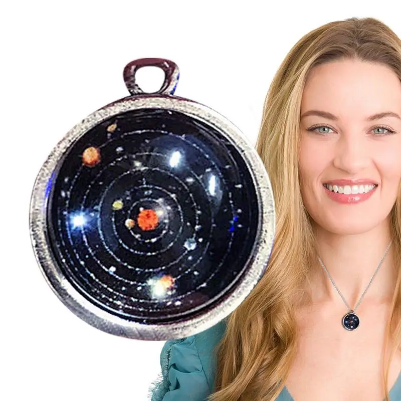 Space Necklace Pendant Necklace Starry Sky Necklace 3D Interior Design Different Aesthetic Looks Solar System Planet Design