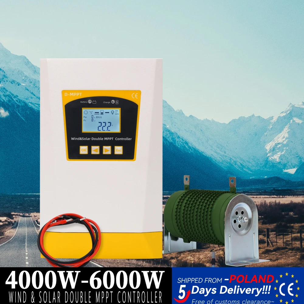 

EU Solar & Wind Hybrid System Double MPPT Charge Controller 4KW~6KW 12v 24v & 24v 48v Auto Regulator Windmil Turbine Generator