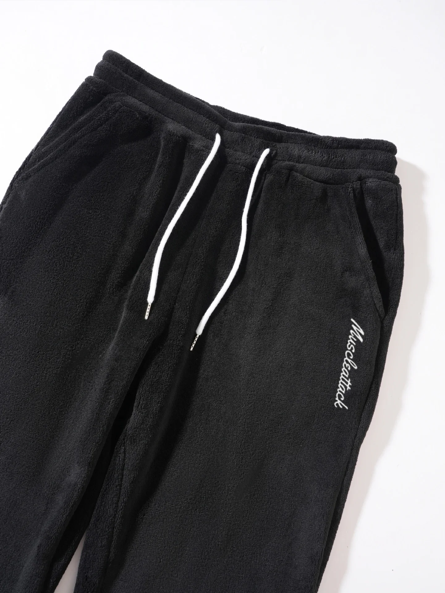 Herren Weiches Warmes Flanell Zweiteiler Set Übergroßer Kapuzenpullover mit Kordelzug Lose Hose Lässige Hauskleidung Herbst Winter Tägliche Kleidung – Detail 9