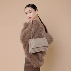 Bolso de hombro con cadena para mujer, bolso cruzado de cuero exquisito, nicho de alta moda, otoño