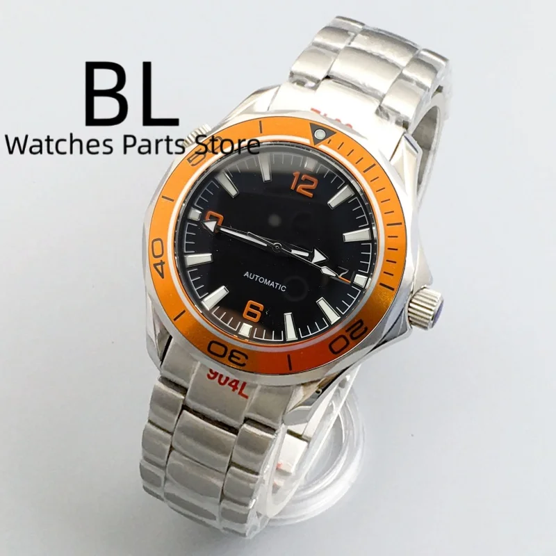 BLIGER 41 mm mechanische Uhr für Herren NH35A MIYOTA 8215 PT5000 mit orangefarbener Lünette, leuchtendes Zifferblatt, Saphirglas, unidirektional