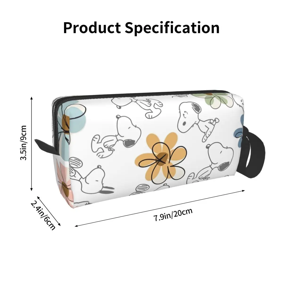 Snoopy – sacs de maquillage floraux pour hommes, sac à cosmétiques de dessin animé, pochette étanche tendance pour le rangement du sac à main