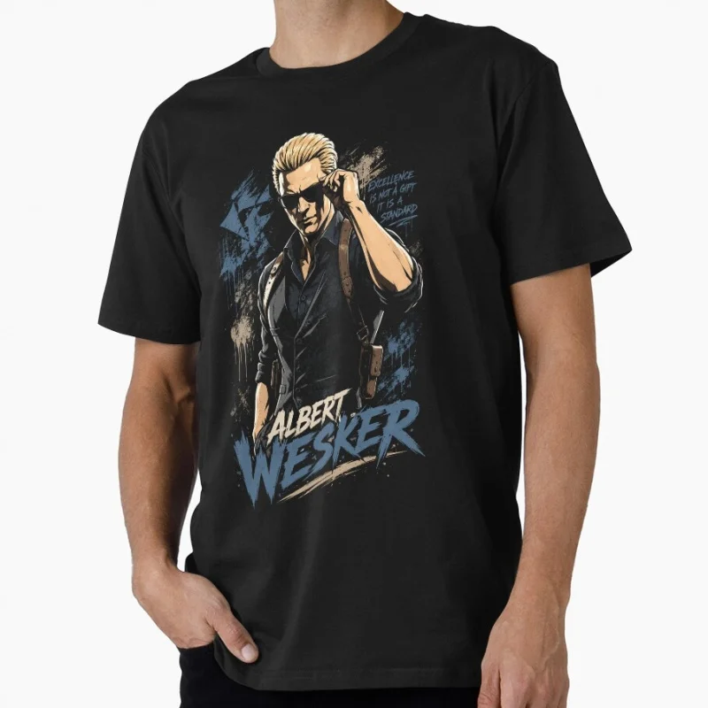 Albert Wesker Chad Vintage Horror Survival Game Resident Evil Video Game Gift T shirt for Gamer Short Sleeve Graphic clothes