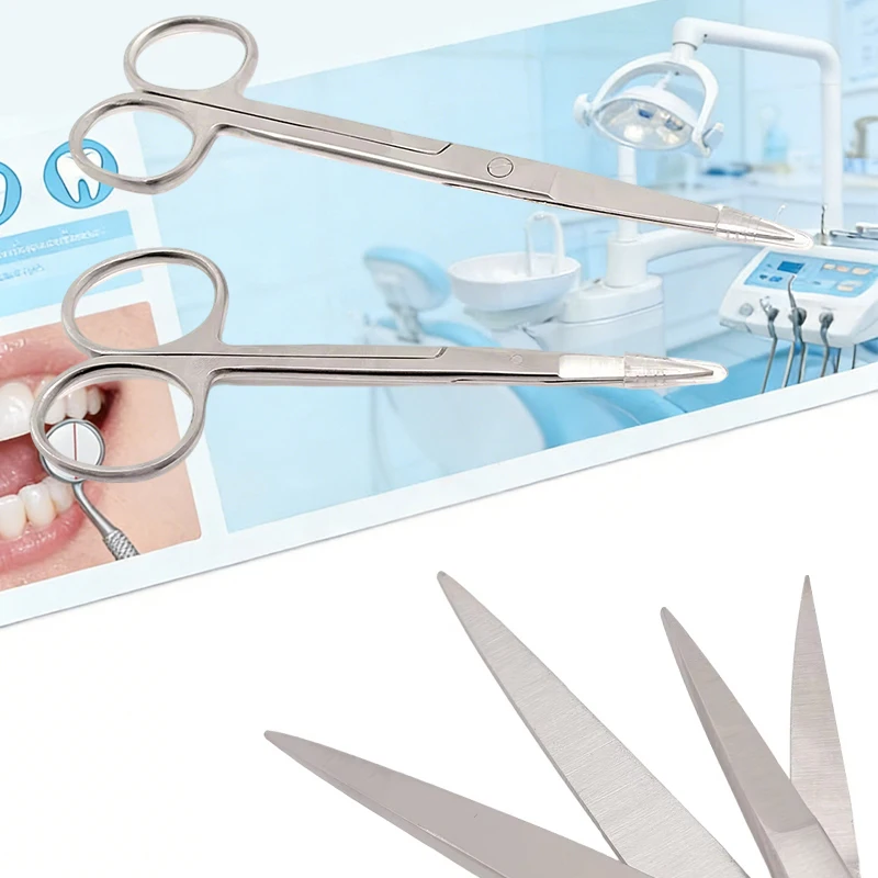 

2 шт. стоматологические хирургические ножницы прямые с тонкими кончиками из нержавеющей стали, микро-ножницы для оральной хирургии, стерилизуемые инструменты