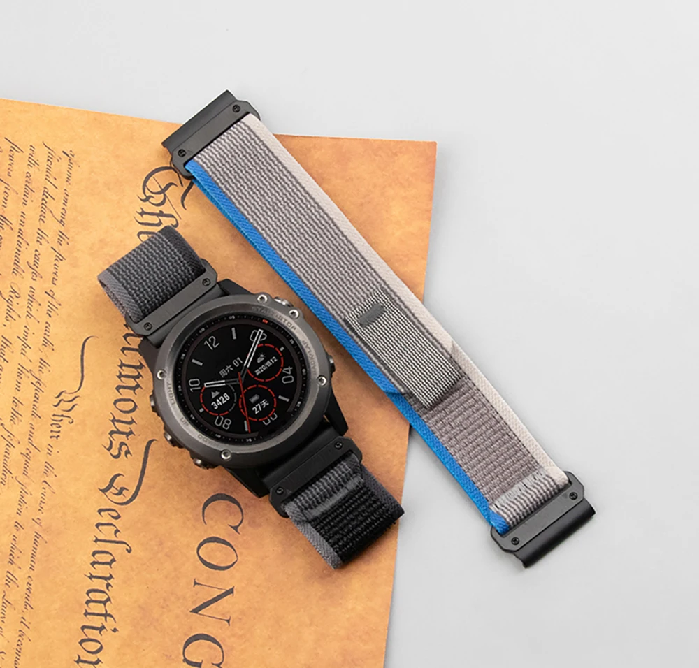 QuickFit 26/22 مللي متر حزام (استيك) ساعة سوار النايلون حلقة حزام ل Garmin Fenix 8 7 7X Pro/Quatix 8 7/Tactix/Instinct 3 2X/Foreunner 970
