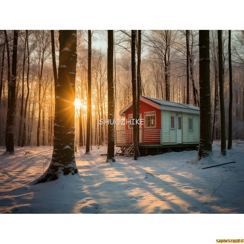 Merry Christmas Background Cosy Living Room With Xmas Tree Decoration Snow New Year Winter Holiday Photography Backdrops XM-07