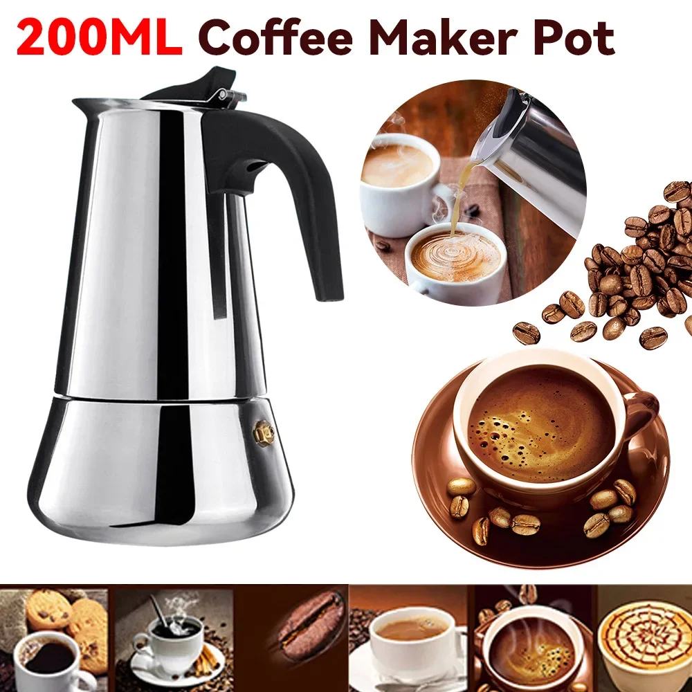 

Перколятор для кофе без покрытия, кофеварка из нержавеющей стали, удобная ручка, для индукционных плит эспрессо