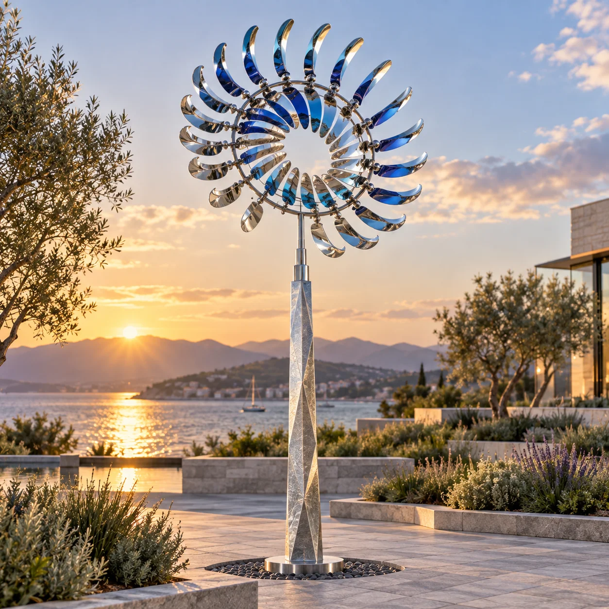 Kinetic Stainless Steel Wind Sculpture Mirror Polished Custom Moving Metal Art For City Park Plaza Hotel Waterfront Garden