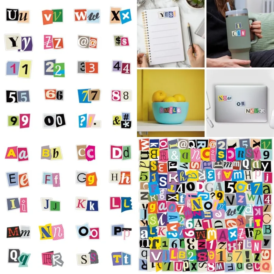 

400Pcs Alphabet Stickers Letter and Number Stickers for Scrapbooking Junk Journal Notebook Classroom Decor Water Bottles Mailbo