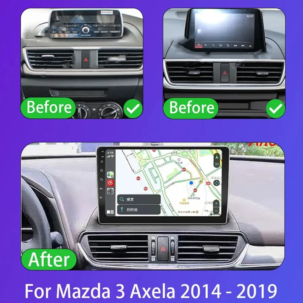 Android 16 Car For Mazda 3 Axela 2014 2015 2016 2017 2018 2019 Android Auto Wireless Carplay Navigation Screen Stereo Dash Cam