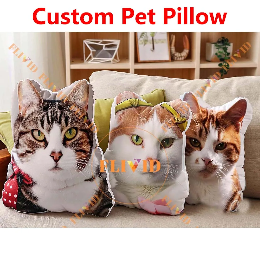 Custom Pet Animal Pillow,Customized 3D Dog Cat Throw Pillows,Personalized Animals Cushion,Birthday Gift,Pet Loss Memorial Gift