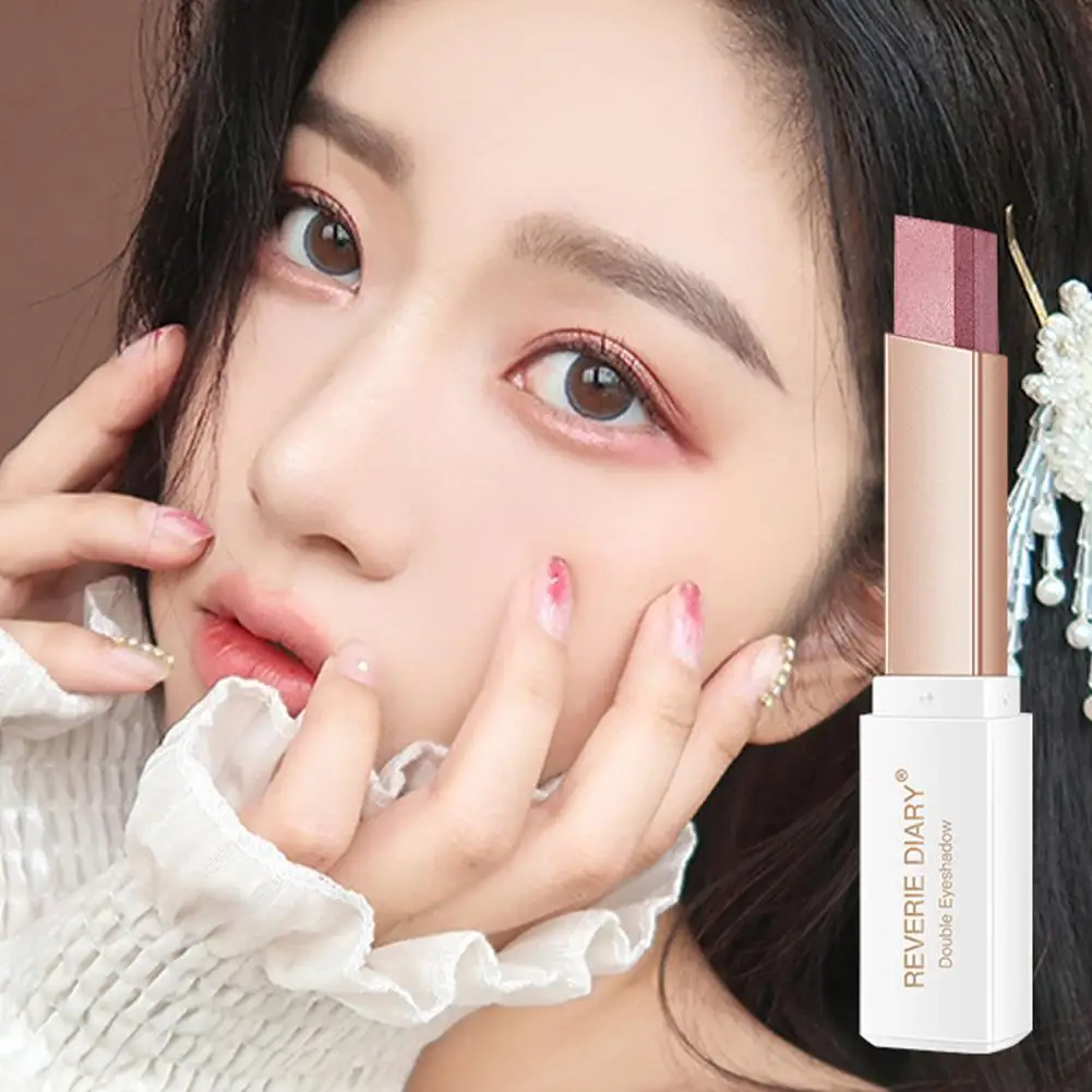 2 farben Glitter Lidschatten Gradienten Samt Schatten Stick Anhaltende Maquillaje Lidschatten Kosmetik Make-Up Lange R3L6