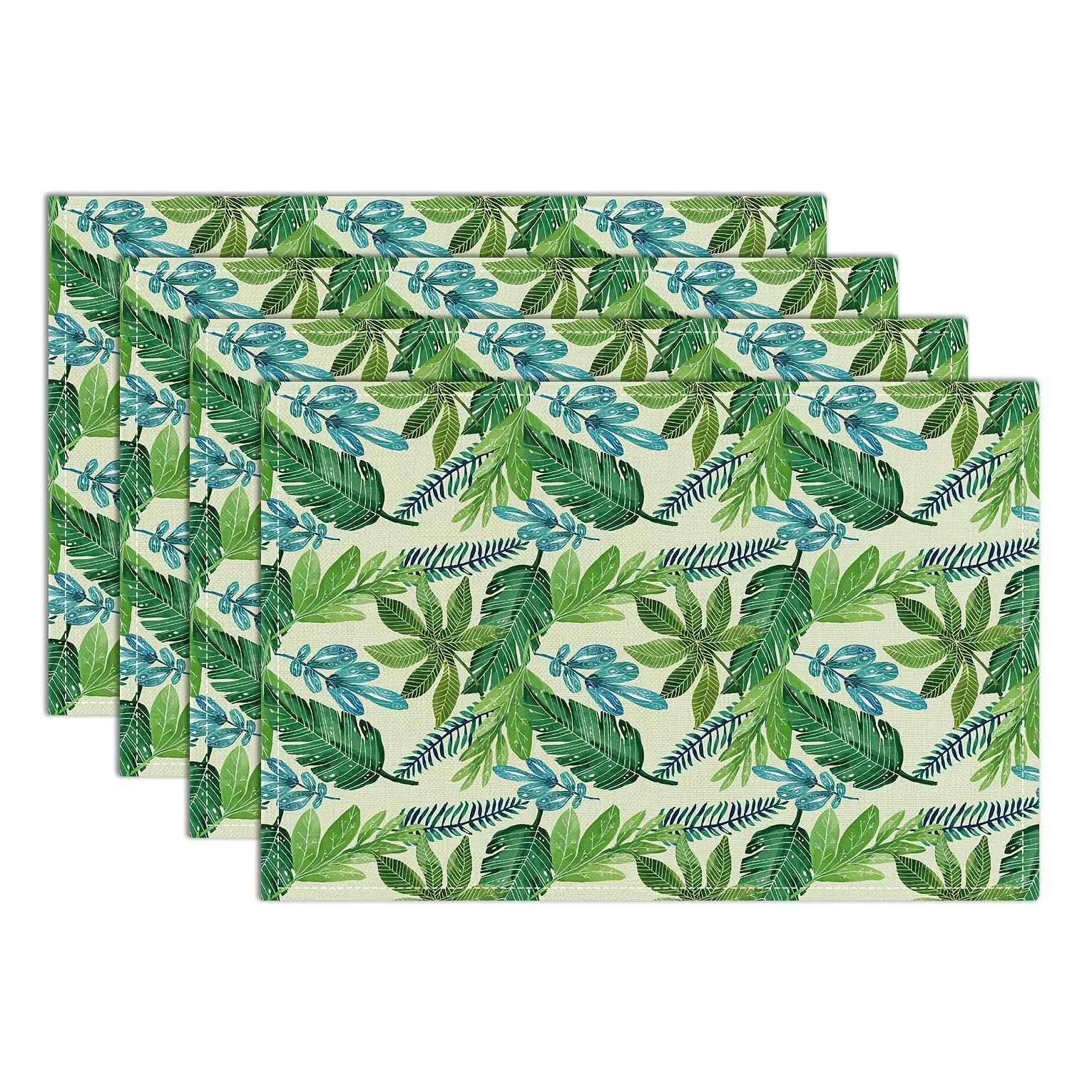 4/6/8pc Tropical Leaf Placemats Linen For Jungle Theme Event Vibrant Greenery Table Decoration