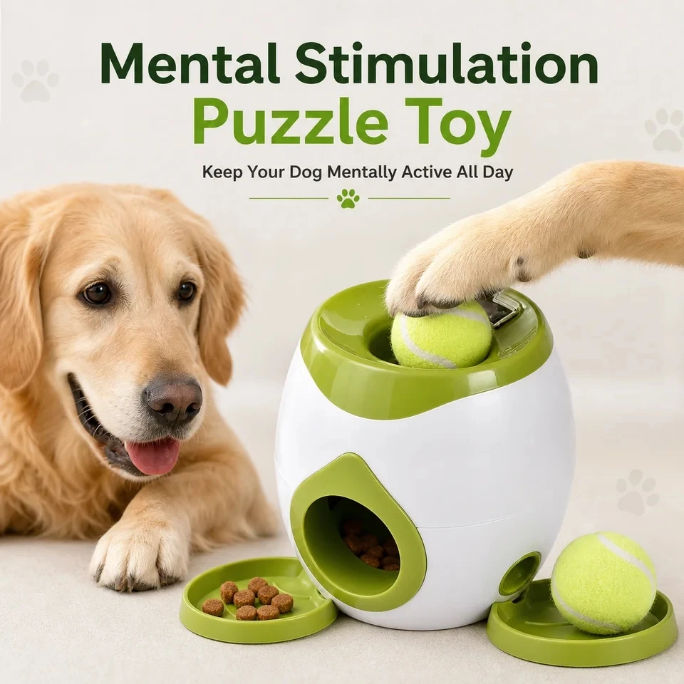 Automatic Dog Ball Launcher, Interactive Fetch Machine for Indoor Outdoor, Pet Training Toy with Mental Stimulation