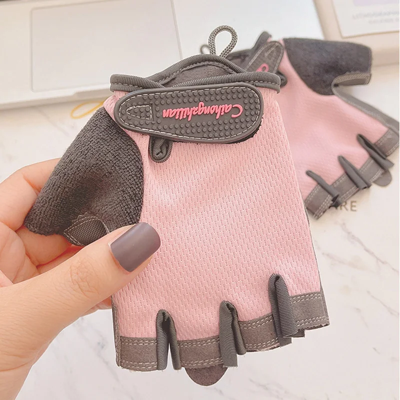 Men Women Summer Equipment Training Yoga Half Finger Ice Silk Letter Mitten Gym Fitness Non Slip Sport Bicycle Cycling Glove N23