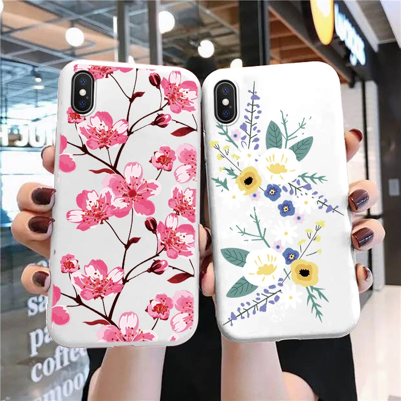 Vintage Flowers Leaves Plant Rose Phone Cases For Apple iphone X Xs Max 10 XR Xr Fundas Silicone Protective Shockproof TPU Cover