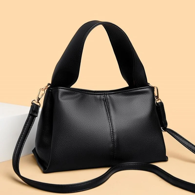 

New Women's Classic Luxury Solid Color Designer Leather Handbag Crossbody Top-handle Bag Elegant Ladies Purse Bolso
