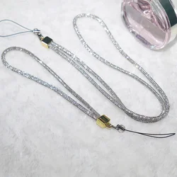 For Mobile Phone Case Rhinestone Trim Cotton Core Base Lanyard Short Wrist Bracelet Long Rope Necklace Neck Strap Pendant