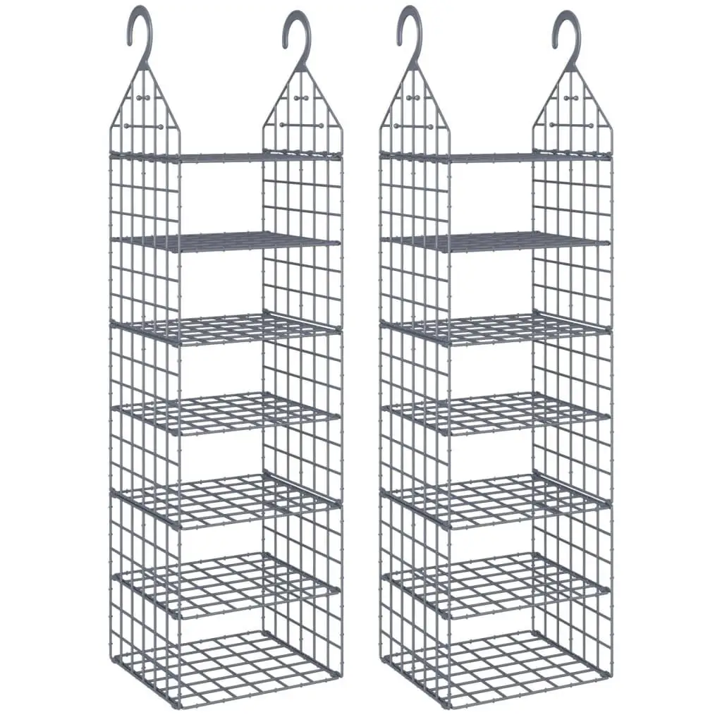 2-Pack 7-Shelf Hanging Closet Organizer Storage Solution - Space-Saving Wardrobe Hanging Rack