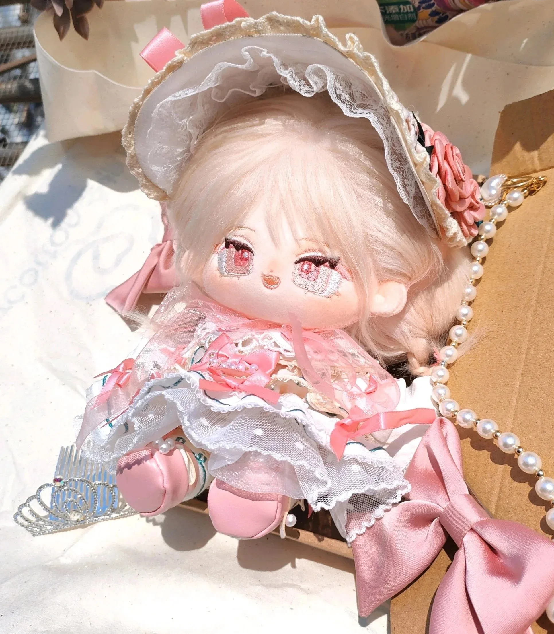 Sonho de rosa rosa Cosplay Traje para meninas, retro Lolita menina terno, 20cm, sem atributo, bonecas de pelúcia, roupas de vestir, design original