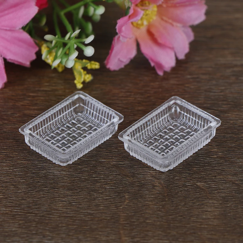 2Pcs 1:12 Dollhouse miniature accessories resin tray simulation food plate toys