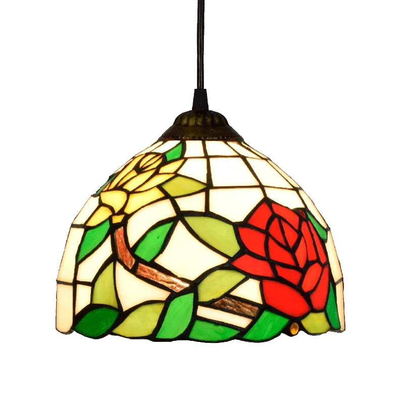 

European Simple Kroonluchters & Hanglampen Tiffany Glass Chandelier for Bedroom Dining Room Living Room Pendant Light