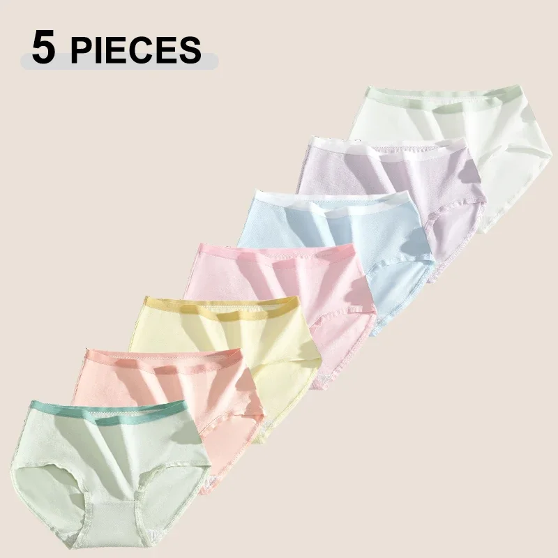 5Pcs/Set Women's Cotton Breathable Underwear Summer Seamless Elastic High Quality Panties Fashion Ladies Comfortable Underpants