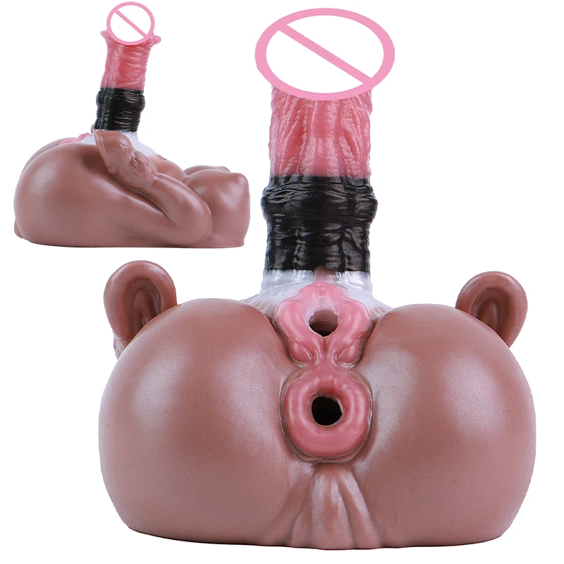 LUUK Silicone Male Masturbator Adult Sex Toy with Dildo 2in1 Realistic Pocket Pussy Stroker with Vagina Anal Breast Male Sex Toy