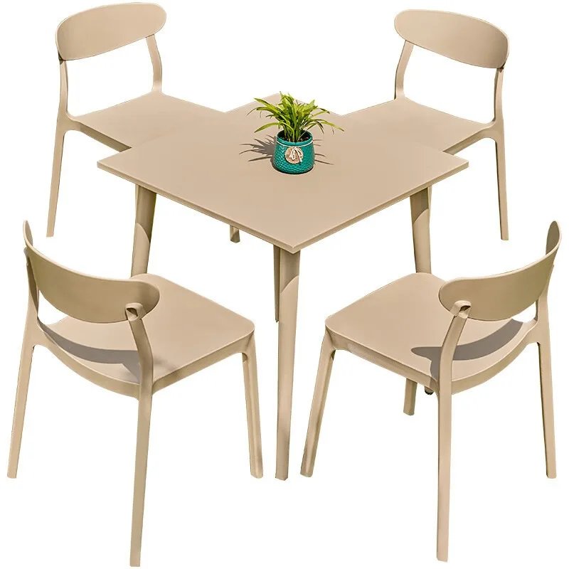 

Outdoor waterproof and sunscreen plastic wood tables and chairs courtyard garden villa