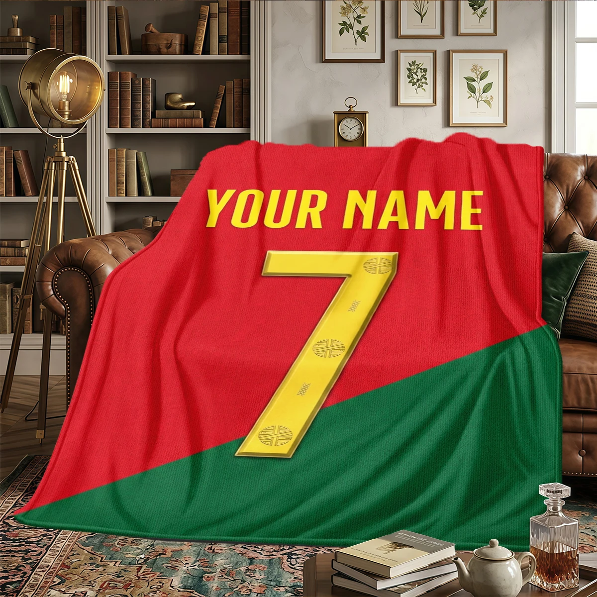 Name Custom Team, World Football Sport Printed Flannel Blanket, Warm Cozy, Perfect for Bedroom Sofa Chair Picnic -HYQ1