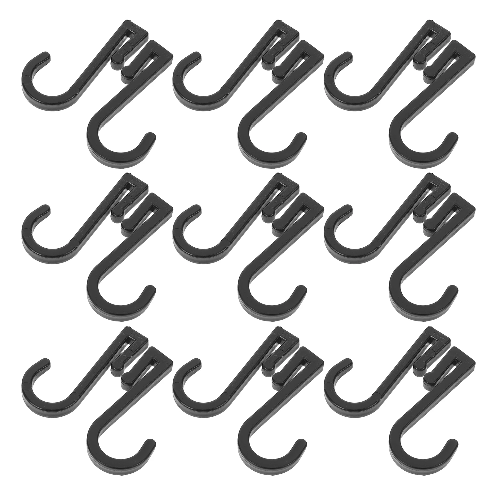 

100 Pcs Plastic S-Hook Black Hooks for Hanging Curtain Flat Clip-on Connectors Bedroom Ceiling Office Track Pulley