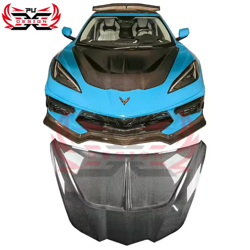 ST Style Hood Carbon Fiber Hood For Chevrolet Corvette C8 Car Accessories Carbon Bonnet Engine Cover