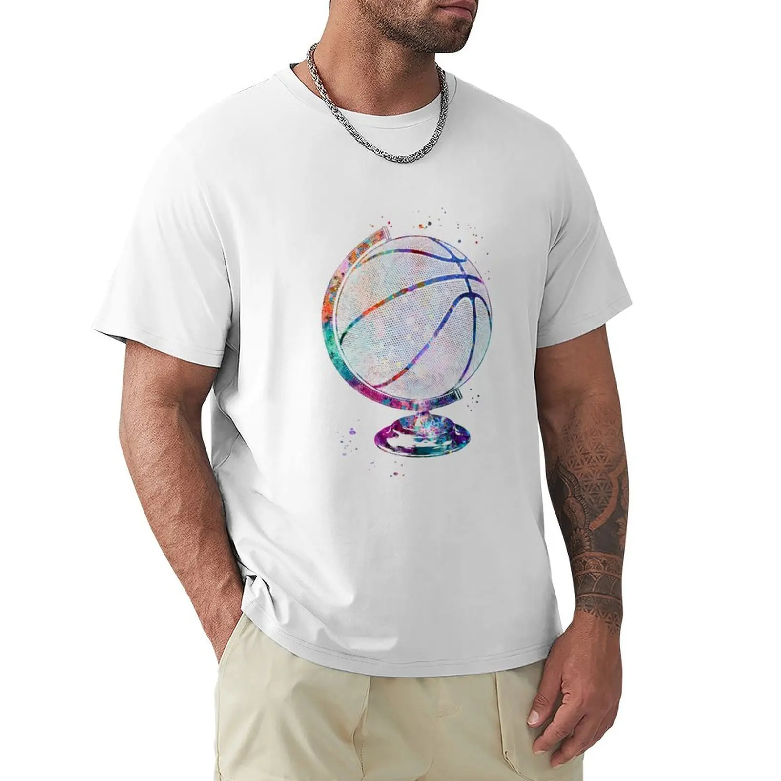 Basketball Globe T-Shirt sweat plain Aesthetic clothing mens clothing