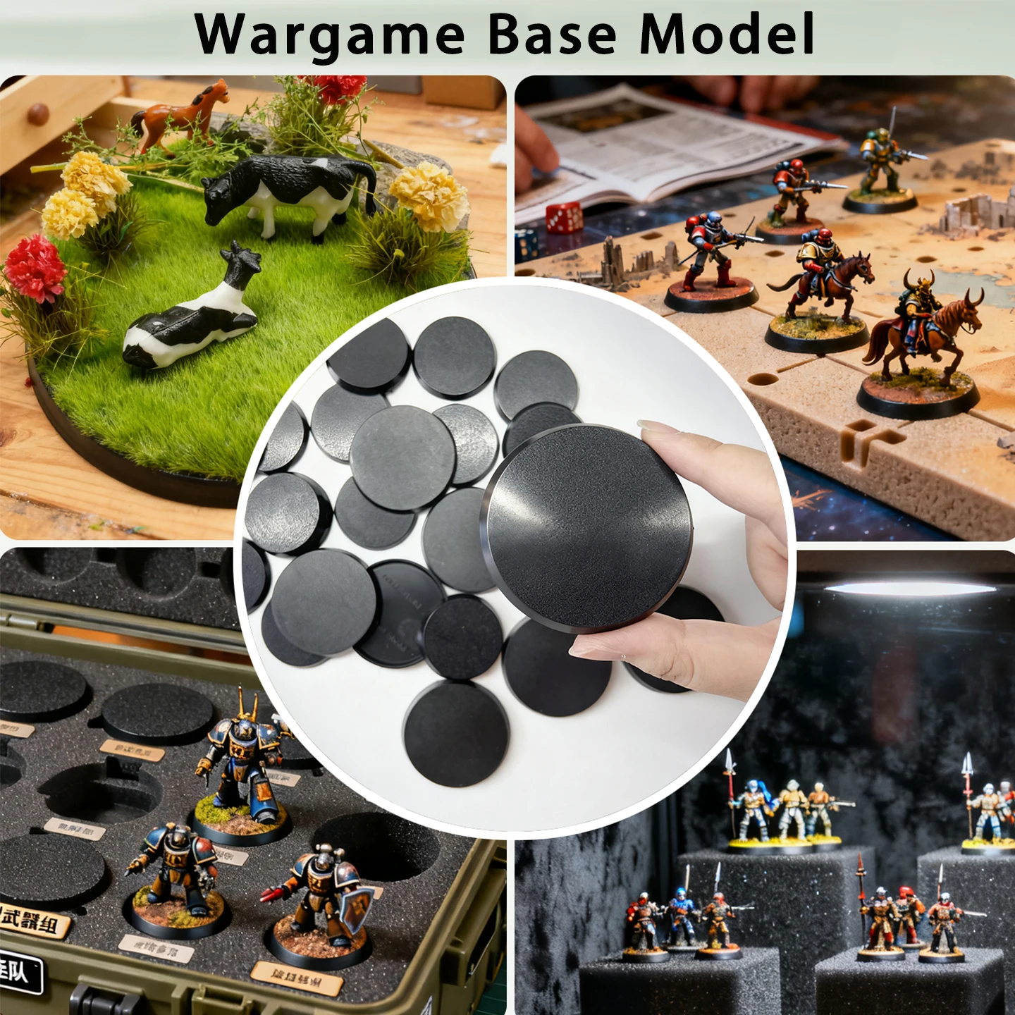 5Pcs 50MM/60MM/70MM Plastic Round Bases Model Toys For Wargame/Table Games/Military Landscape Accessories Dioramas Kits