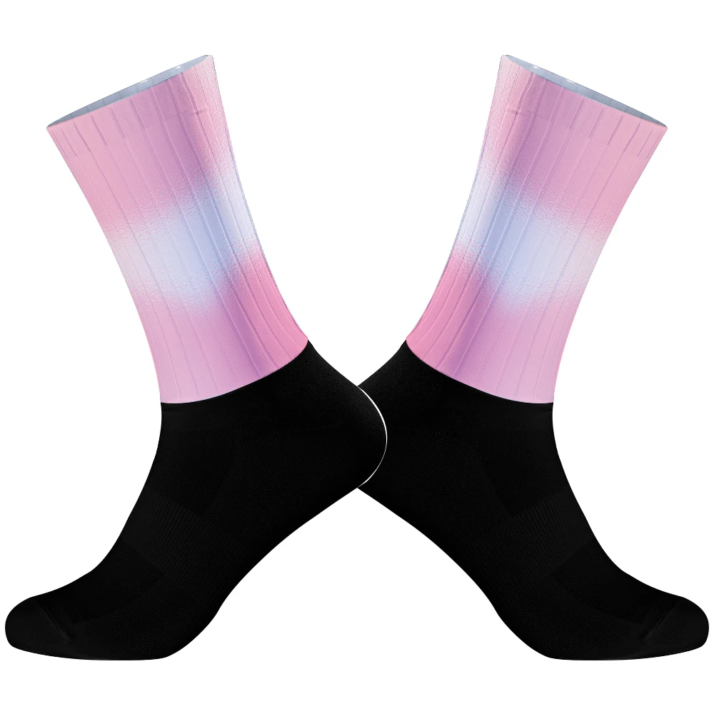 Chaussettes d'équipe de cyclisme en silicone coordonnantes, sans couture, sport de course, vélo de route, nouveau, été, 2024