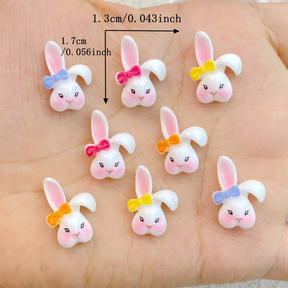 10Pcs New Cute Mini Colorful Little Rabbit Series Flat Back Ornament Jewelry Bows Accessories