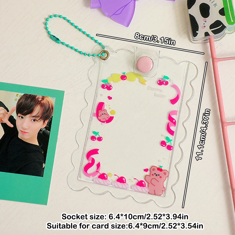 Cute Cartoon Transparent Card Sleeves Holder Photo Cover Cards Protector Kpop Card Protective Case Keychain Photocard Holder