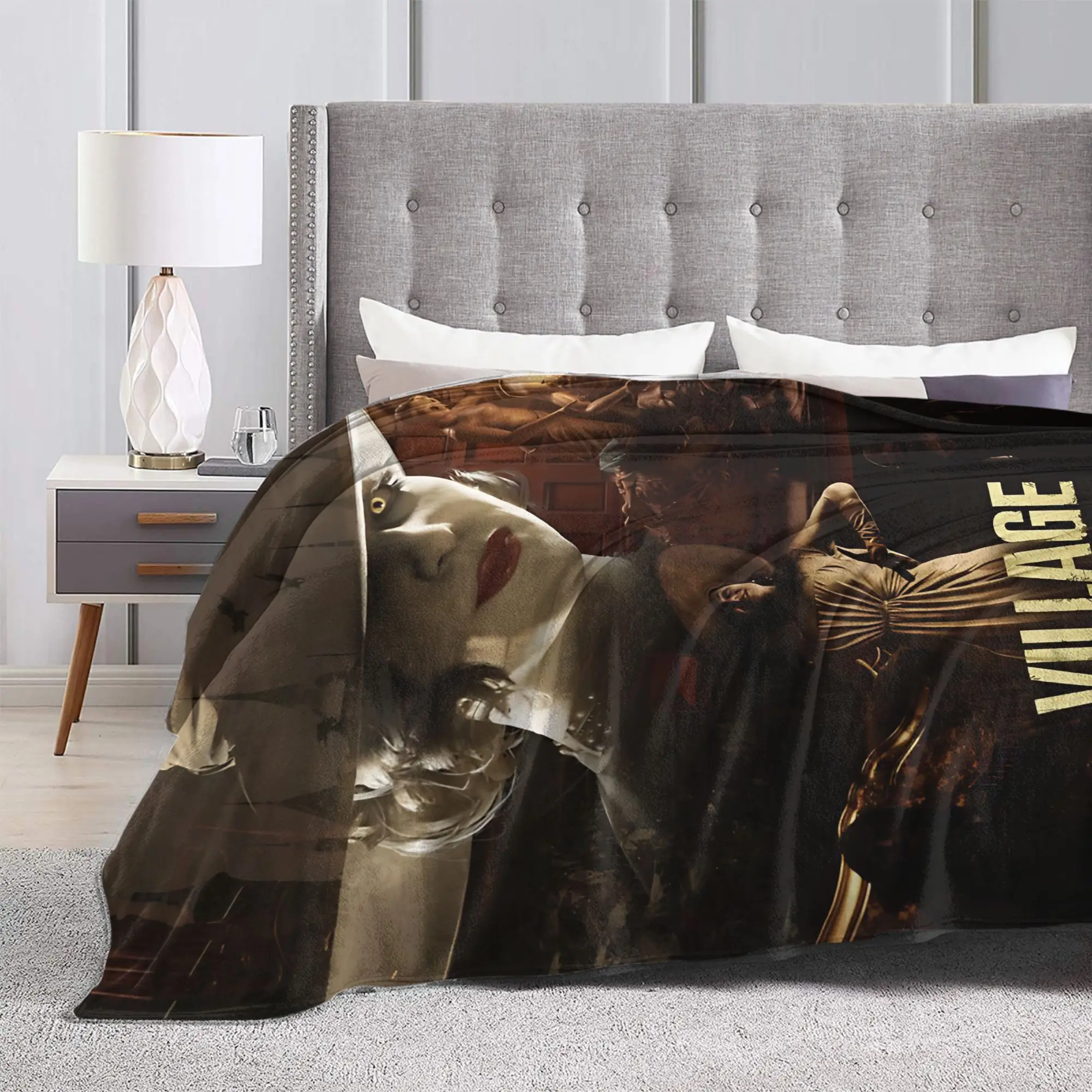 المقيم إعادة فيلاج طويل القامة مصاص دماء سيدة سيدة Dimitrescu البطانيات الشر الصوف مضحك الدافئة رمي البطانيات للمنزل الخريف/الشتاء