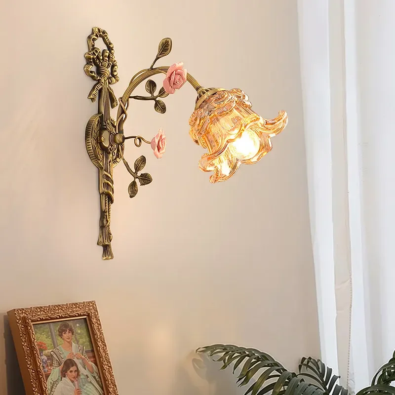 Wall Lamp Classical Luxury Lamp Bedside Lamp Aisle LED Glass Lights Room Decor Lighting Fixture
