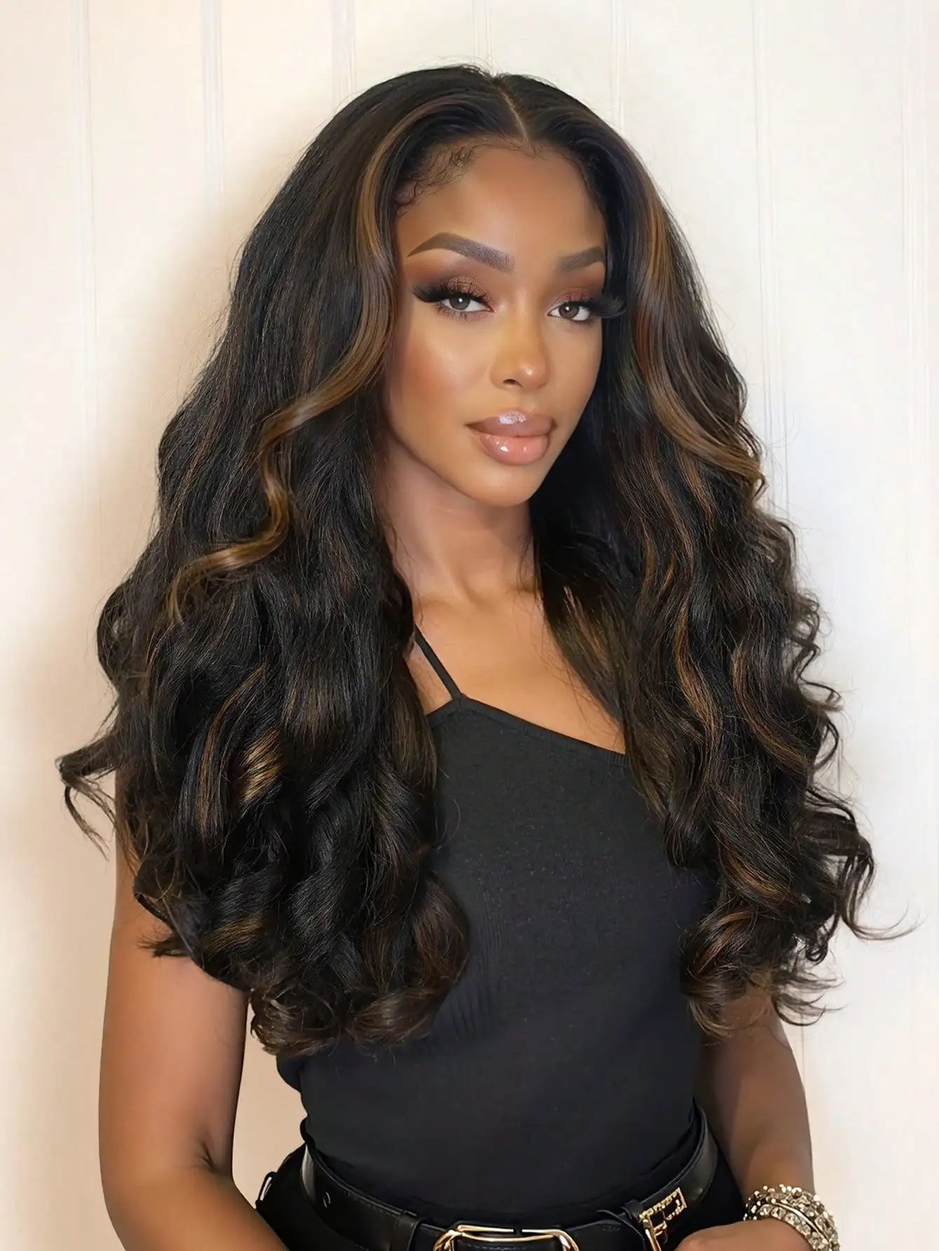 Yaki Curly V-Shape Hair Piece U-Shape Hair Piece Synthetic Half Wig, 22 Inch Heat-Resistant Hair Extension Wig (Mixed Brown), Halloween