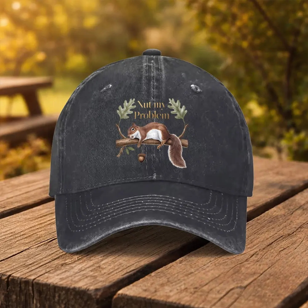 Squirrel & Acorn Print Baseball Cap for Men & Women - Adjustable Duckbill Hat Suitable for Outdoor Sports, Fitness, Travel, Mach